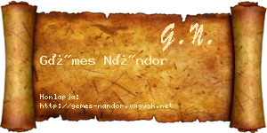 Gémes Nándor névjegykártya